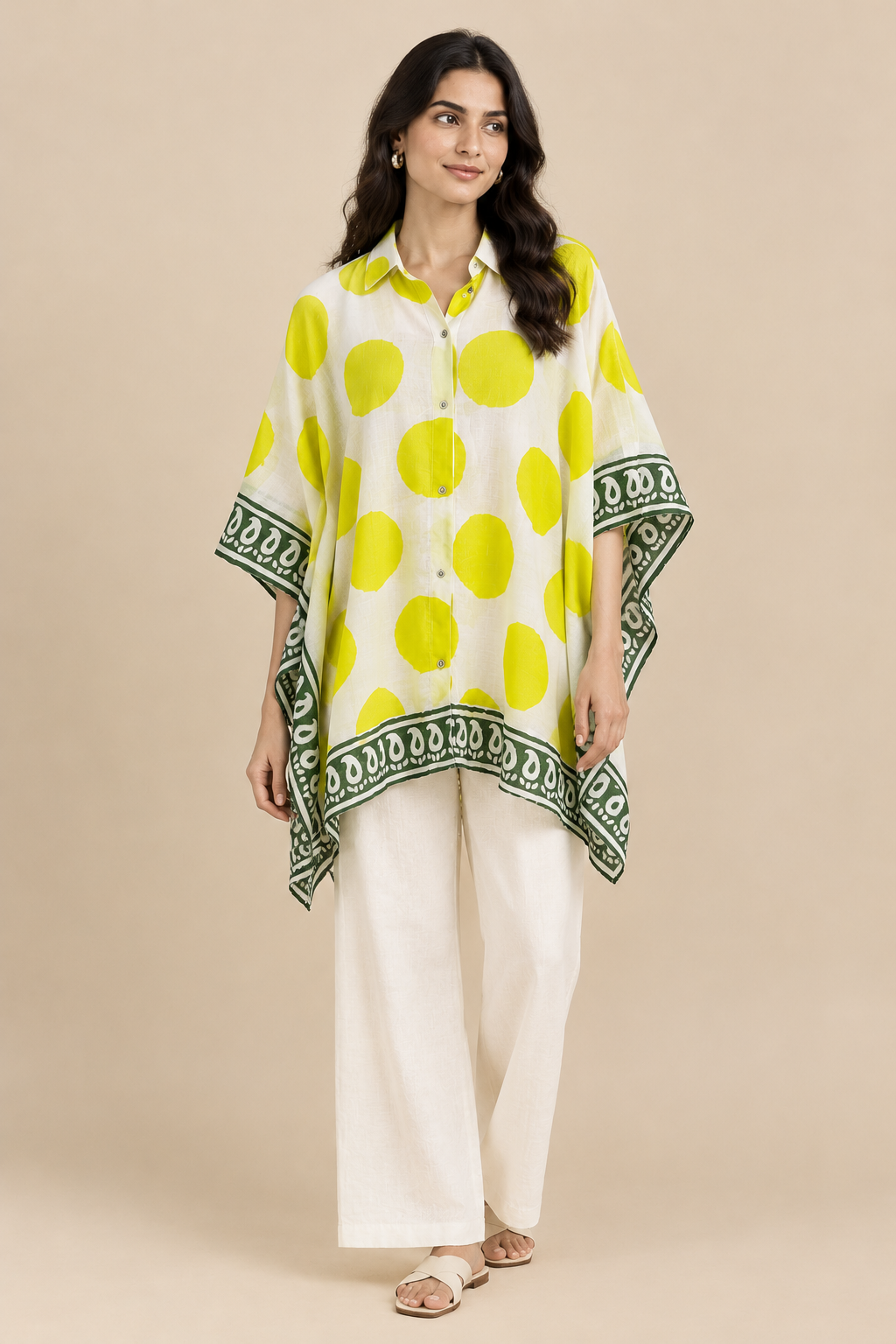 Lime Bloom Kaftan Shirt